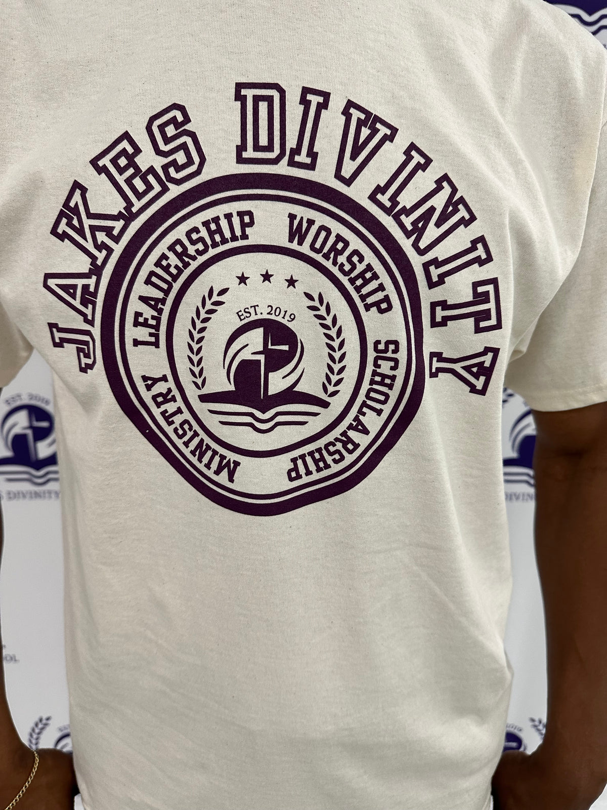 Short Sleeve Cream JDS Collegiate Logo T-Shirt